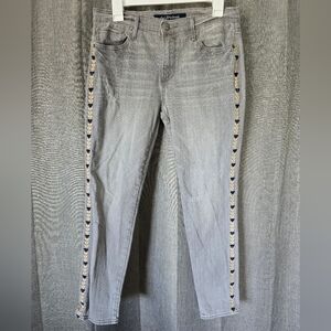 Driftwood Jeans Sz 29 Jackie Charcoal Wash Mid Rise Embroidered Stretch Denim